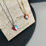 18K GG Interlocking G Heart Lightning Charm Necklace