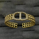 18K Dior CD Open Cuff Diamond Bracelet
