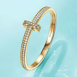 18K T1 Wide Diamond Bangle Bracelet