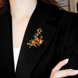 Red Crystal Flower Gold Brooch
