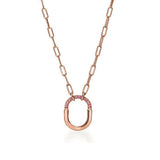 18K T Lock Pink Pave Diamonds Necklace