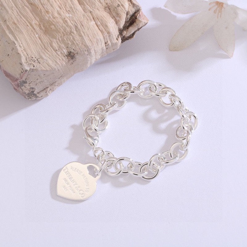 18K T Heart Tag Gold Bracelet