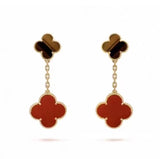 18k Van Cleef & Arpels Magic Alhambra Carnelian & Tiger Eye Earrings