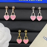 18K Louis Pink Heart Gold Earrings