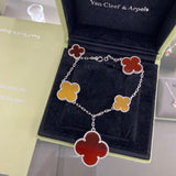 18K Lucky Carnelian and Tigers Eye Alhambra Bracelet