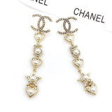 18K CHANEL CC Pearl Heart Earrings