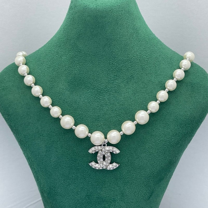 18K CC Pearl Diamond Logo Necklace