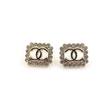 18K CHANEL CC Square Pearls Earrings
