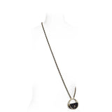 18K CC Black Bag Long Leather Necklace