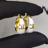 18K Celine Coeur White Pearl Earrings