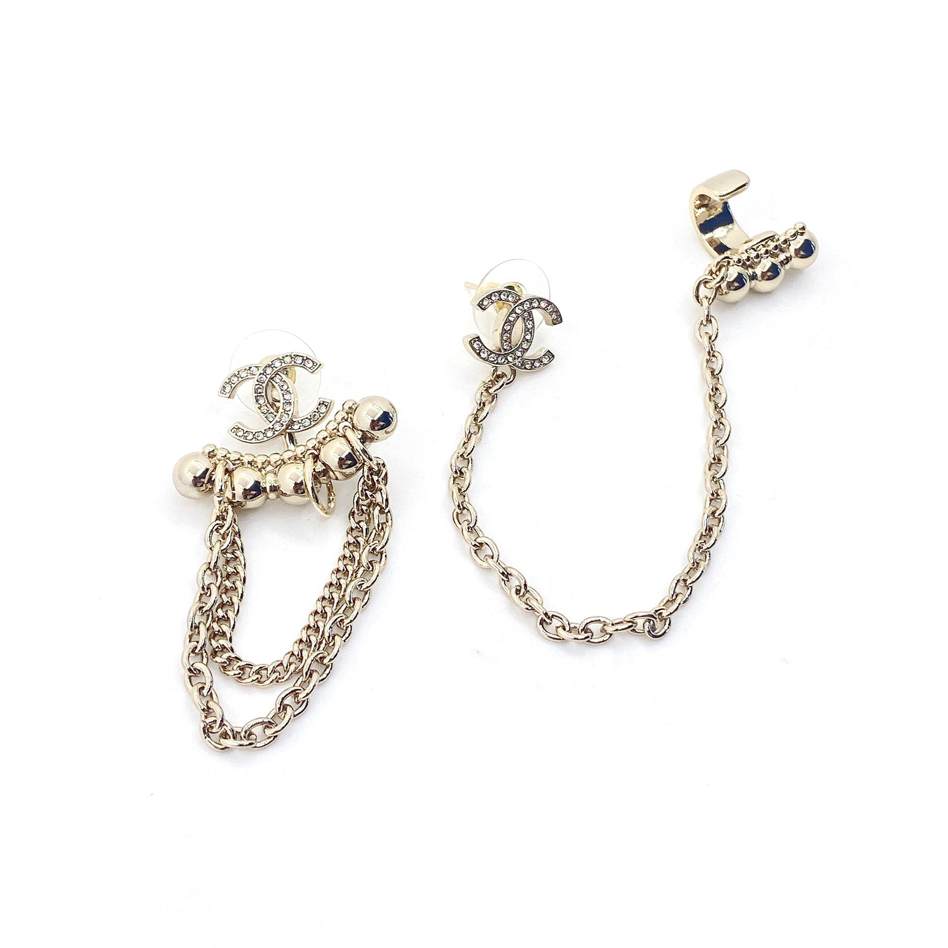 18K CHANEL CC Chain Earrings