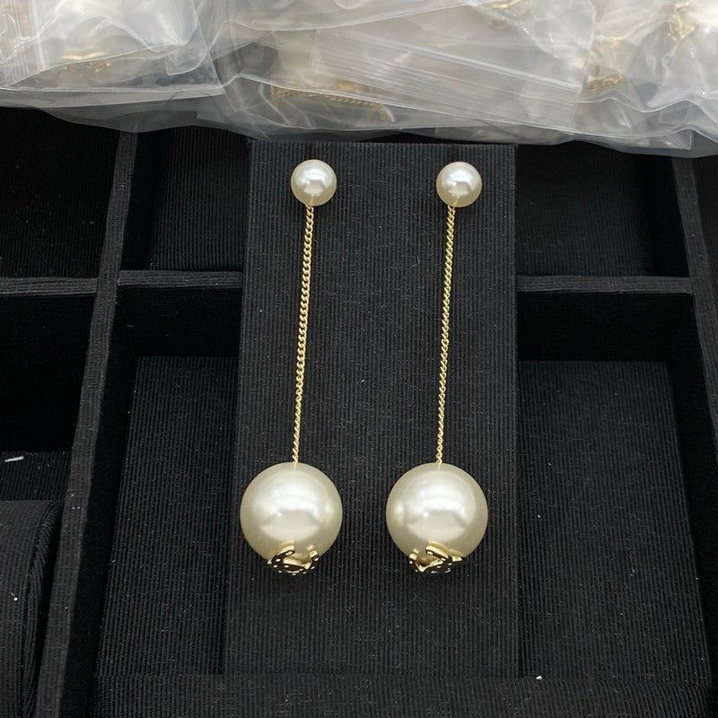18K CC Pearl Long Earrings