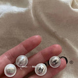 18K CC White Gold Round Earrings