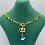 18K Louis Blue & White Ball Gold Necklace