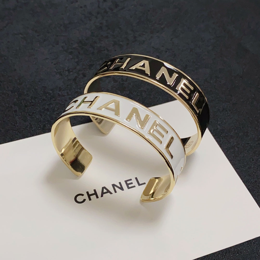 18K CC Open Wide Cuff Bracelet