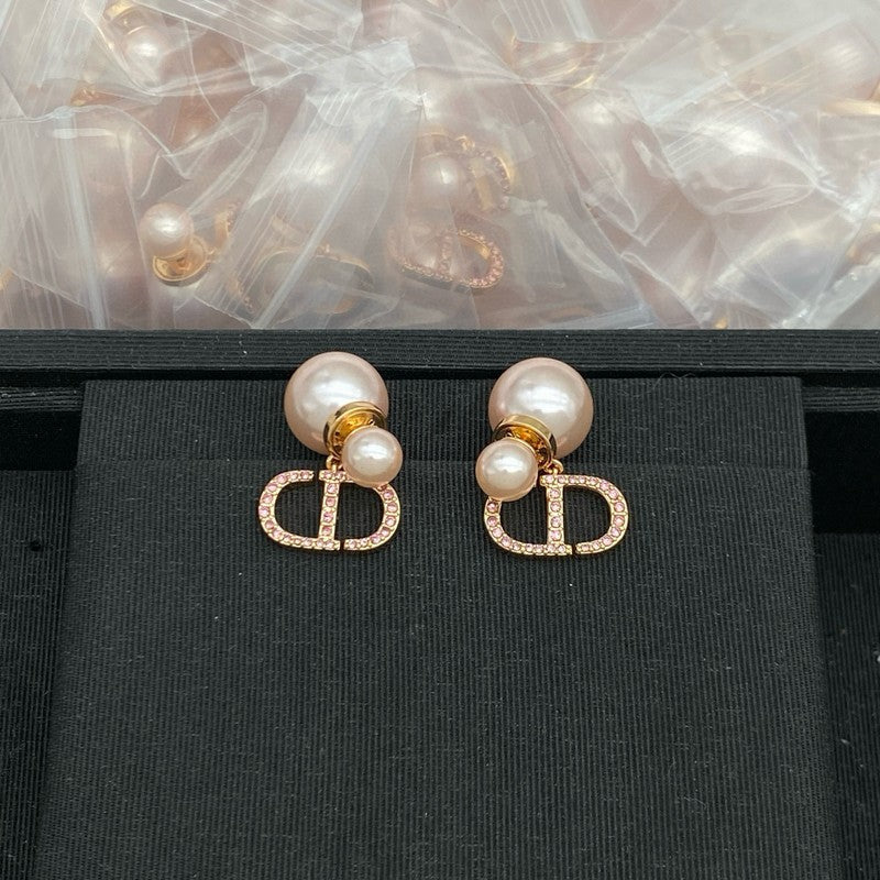 18K CD Pink Pearl Gold Earrings