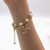 18K CC Pearl Chain Bracelet