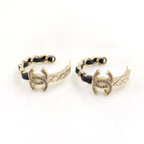18k CHANEL CC Black Open Earrings