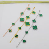18K Magic Alhambra Five Malachite Motifs Clover Bracelet