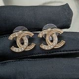 18K CC Vintage Diamond Gold Earrings