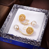 18K CD Tribales White Resin Pearls Earrings