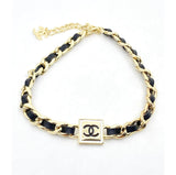 18K CHANEL CC Leather Necklace