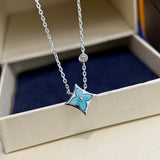 18K Louis Blue Color Blossom Necklace