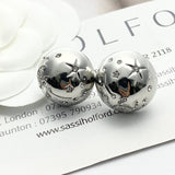 18K CC 24C Star Round Gold Earrings