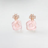 18K CD Pink Flower Earrings