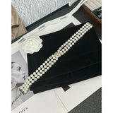 18K CC Choker Pearl Chain Necklace