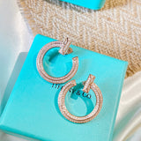 18K T T1 Open Hoop Rose Gold Earrings