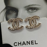 18K CC Vintage Diamond Gold Earrings
