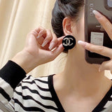 18K CC Black Resin Crystals Earrings