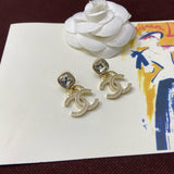 18K CC Pendant Crystal Earrings