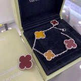 18K Lucky Carnelian and Tigers Eye Alhambra Bracelet