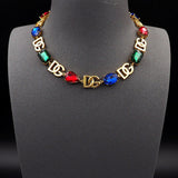 18K DG Crystals Choker Necklace