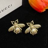 18K Double G Bee Pearl Earrings