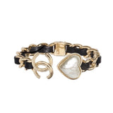 18K CHANEL Heart Black Cuff Bracelet