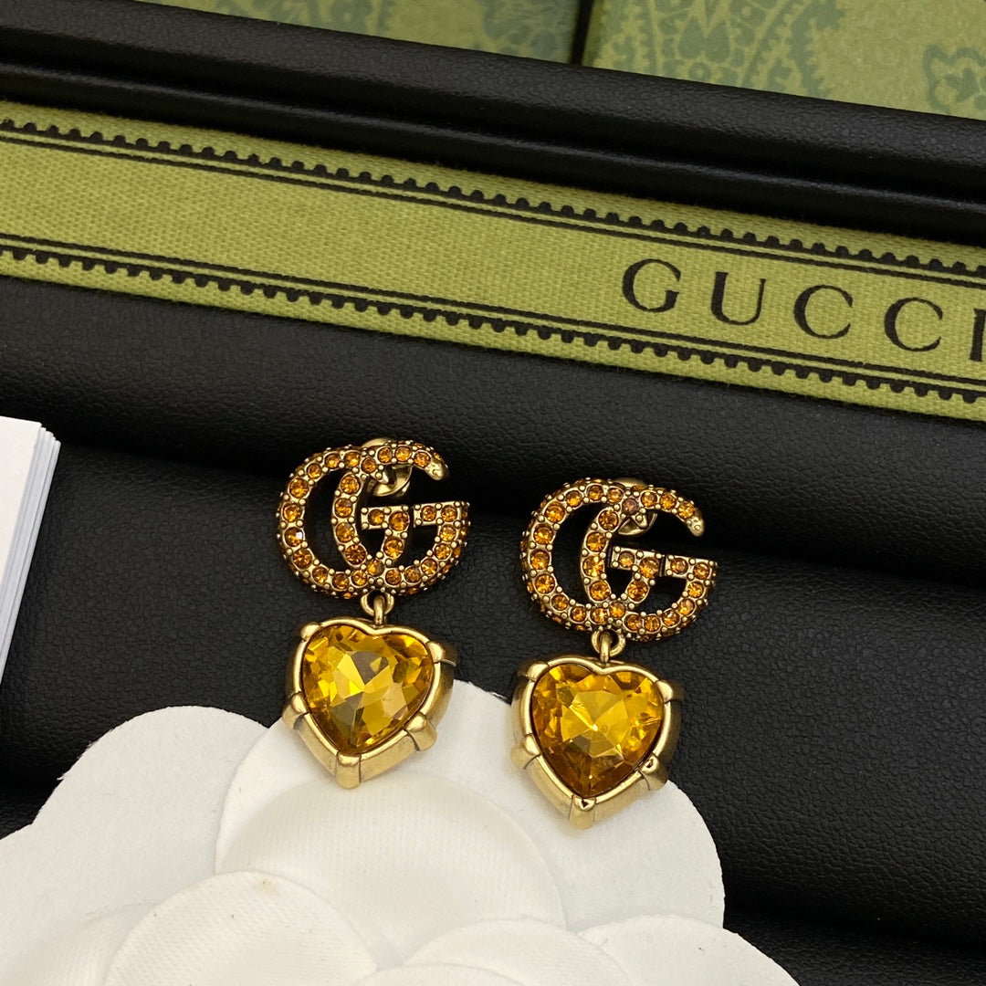 18K GG Yellow Crystal Earrings