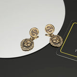 18K Double G Lion Pendant Earrings