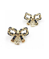 18K CC Bow Tie Strass Earrings