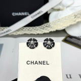 18K CC 26C Black Camellia Pearl Earrings