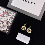18K Double G Square Pearl Earrings