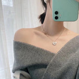 18K CC Pearl Heart Pink Necklace