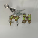 18K CC 26C Green Telescope Gold Earrings
