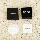 18K CC Diamond Heart Gold Earrings