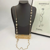 18K CC Long Diamond & Pearl Necklace