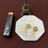 18K CC White Pearl Gold Earrings