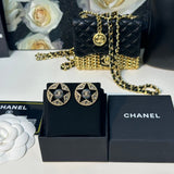 18K CC Start Black Gold Earrings