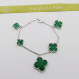 18K Magic Alhambra Five Malachite Motifs Clover Bracelet